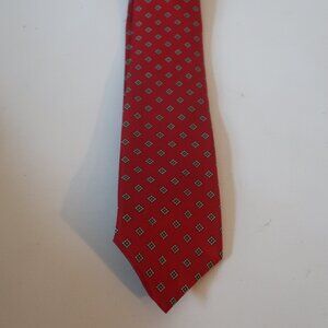 Mens Yves Saint Laurent Red White Black Print Designer Silk Tie *